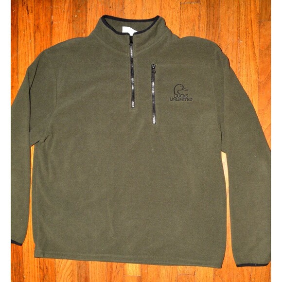 Ducks Unlimited Fleece Pullover Men’s XL Green 1/4 Zip Hunting Outdoor Jacket - Picture 1 of 5